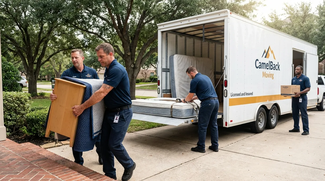 Crew loading residential truck for cross-state move from Atlantic Beach, NC